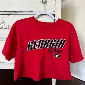 UGA embroidered vintage crop tshirt